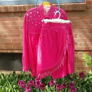 NEW!! 2 PC SET, FRINGED SKIRT & EMBELLISHED SHIRT